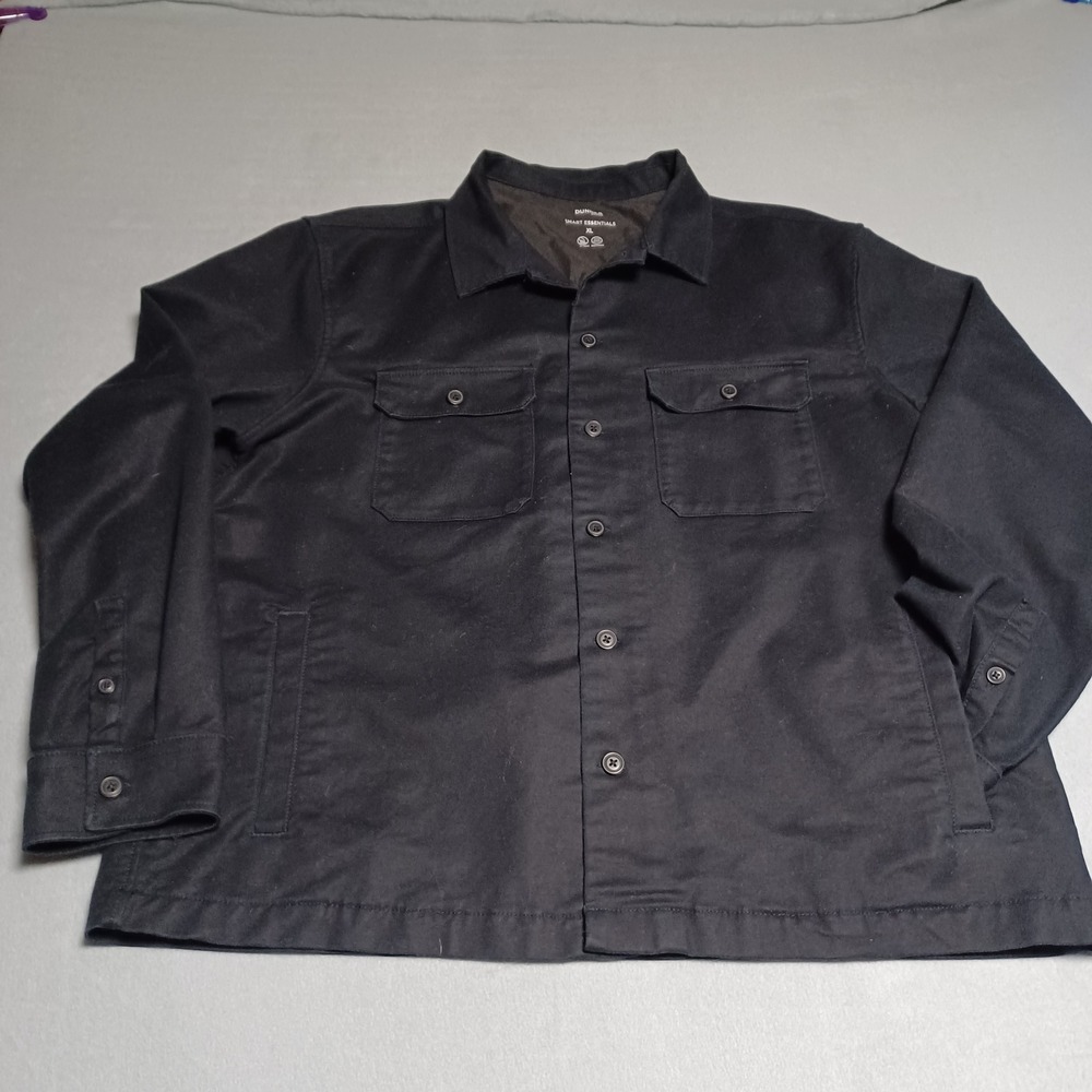 Dunnes Stores Smart Essentials Men XL Black Cotton Blend Shirt Jacket Shacket